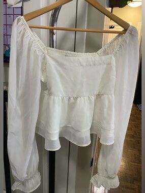 Abercrombie & Fitch White Off-Shoulder Peplum Blouse
